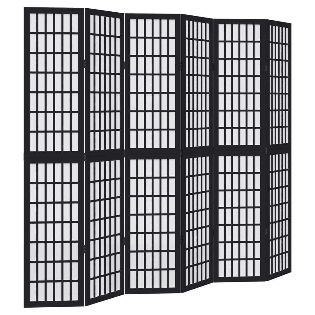 Vidaxl Parawan Pokojowy, 6-Panelowy, Czarny, Lite Drewno Paulowni