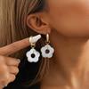Stylish Flower Resin Earrings Modern Geometric Design Perfect For Street Snap