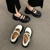 Black versatile platform British style small leather shoes women's 2025 new summer retro round head thick heel Mary Jane shoes