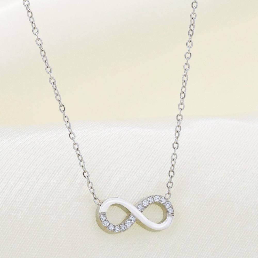 Женское ожерелье Бесконечная петля Титановая сталь Циркон Ювелирные изделия Мода Гипоаллергенное Не тускнеет