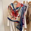 Autumn And Winter National Style Plants And Flowers Landscape Painting Elegant Women Warm Scarf Fashion Retro Shawl
