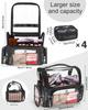 Relavel Professional Makeup Brush Case 4 Mini Pouches Large Holder Travel Bag Clear Waterproof PVC+Nylon Zipper Closure