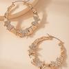 Big Butterfly Bamboo Hoop Earrings For Women Gold Color Full Crystal Stone Butterfly Vintage Girls Earrings Street Wear Jewelry