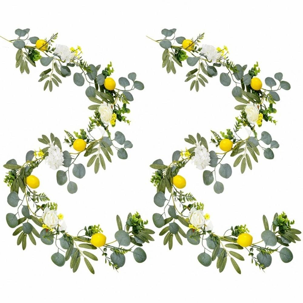 Realistic Artificial Lemon Garland Eucalyptus Leaves Simulation Lemon Vine Kitchen Decor