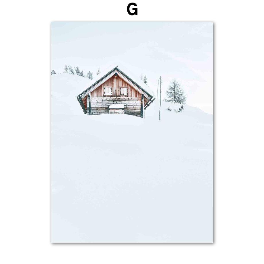 Winter Snow Forest Mountain Pine Tree Moose Deer Wall Art Canvas Painting Posters And Prints Wall Pictures For Living Room Decor