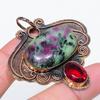 Natural Ruby Zosite, Garnet 925 Sterling Silver Jewelry Pendant 2.21" k0E64