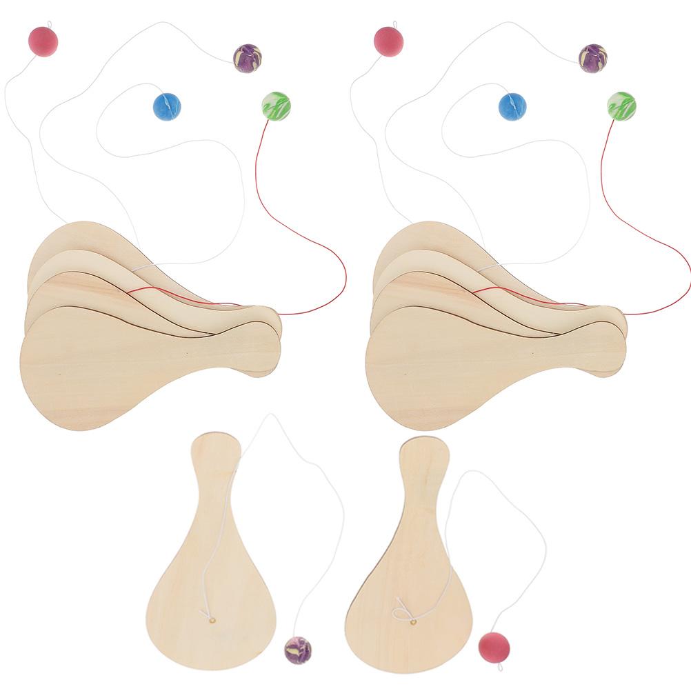Ракетка Ручной работы Сувениры для вечеринки Игрушки Деревянная ракетка с мячиком Деревянная пляжная Детская Неокрашенная Классическая игра в педдлбол