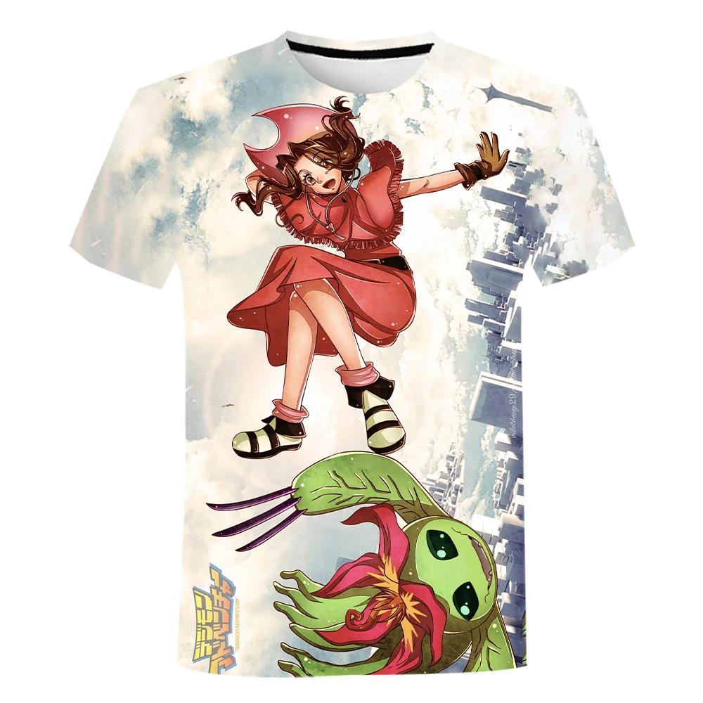 Футболки с принтом аниме Digimon Adventure 3D для мужчин и женщин, модная уличная одежда, футболки большого размера с коротким рукавом для детей, футболки, топы, одежда