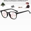 Черные большие круглые винтажные TR90 полноободковые удобные прогрессивные мультифокальные очки для чтения +0,75 до +4