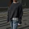 Solid Color Round Neck Sweater Spring and Fall Loose Knit Ins Pullover Sweater Elegant Woman Comfortable and Versatile