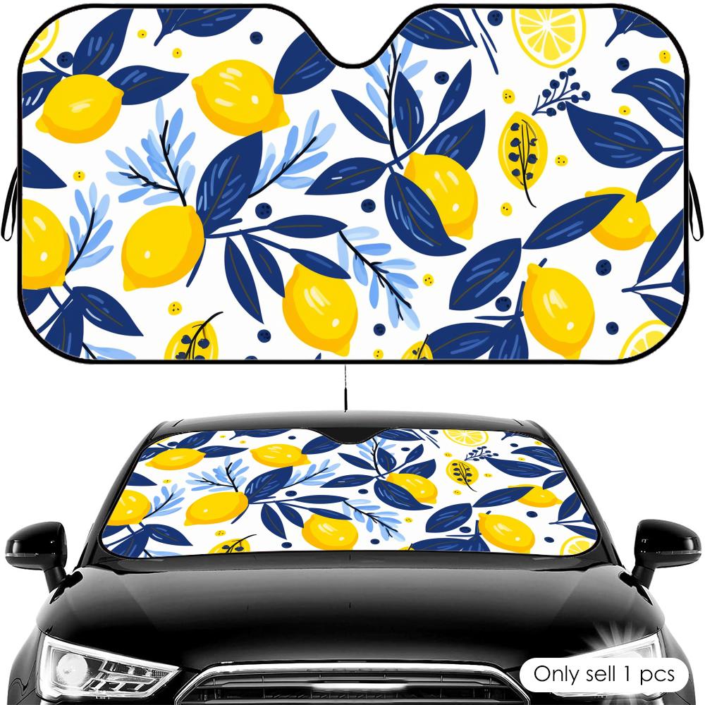 Lemon Fruit Pattern Sun Visor Car Windshield Sun Shade UV Protection Heat Insulation Cover Universal Sun Protector
