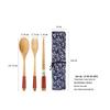 Набор деревянных столовых приборов YFJY: Гравируемая вилка, ложка, палочки для еды с тканевым мешочком - Идеально для свадеб и повседневного использования