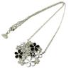 [P2233] - 'Calypso' White Black Silver Steel Necklace (flower)