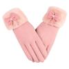 Bow Thickened Suede Gloves Soft Windproof Finger Mittens All-Match Women Anti-cold Gloves  Outdoor