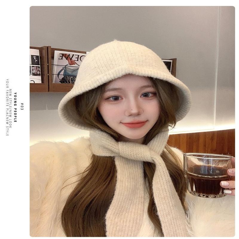 Корейский шарф-капюшон, шапка-балаклава, защита ушей, теплые шапки-бомберы, женские ретро-шапки с завязками и бантами, зимние аксессуары, вязаная шапка-закон