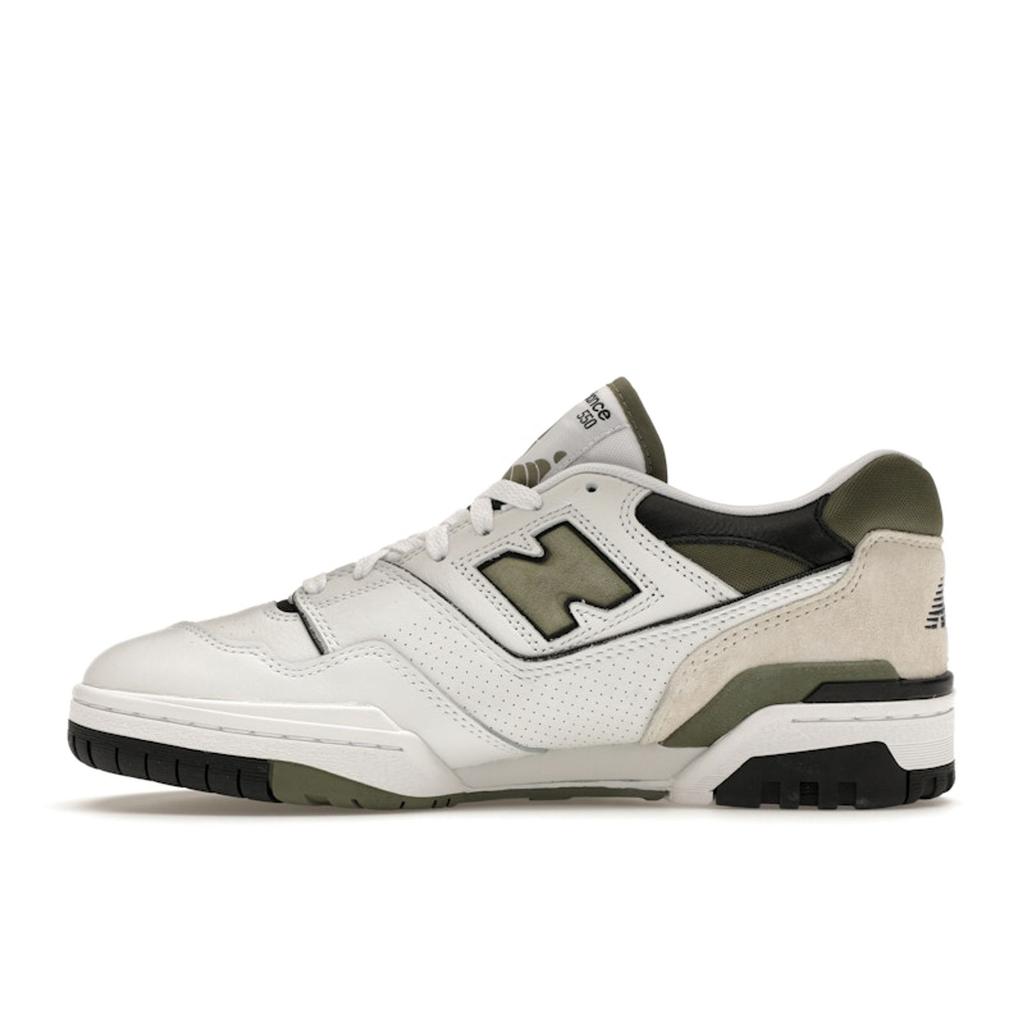 New Balance 550 White Dark Olivine Мужские кроссовки черные BB550DOB