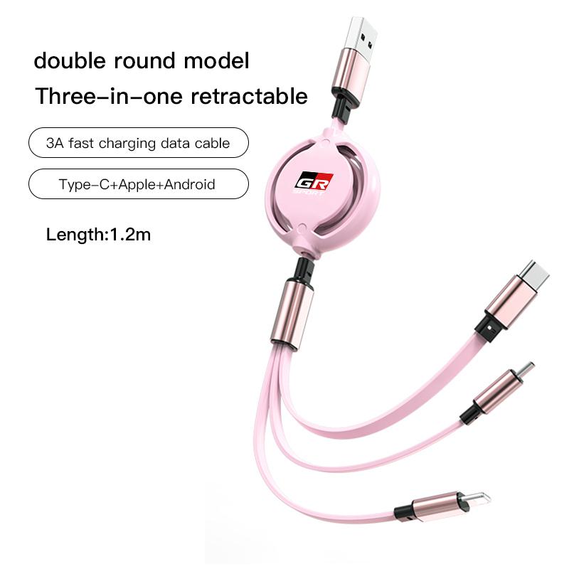 Автомобильный 3-в-1 кабель для быстрой зарядки Micro USB Type C для Toyota 86 Mirai Supra Prado Alphard Vellfire Reiz Venza CHR Брелок