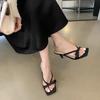 Slippers Women Pumps 2024 New Ankle Strap Crystal High Heels Shoes for Woman Sandals Pointed Toe Thin Heel Wedding Party Shoes
