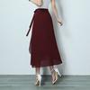 Women One-piece Skirt Chiffon Wrap Summer High Waist Show Thin Sweet Lady Midi Seaside Ruffled Wrap Skirts