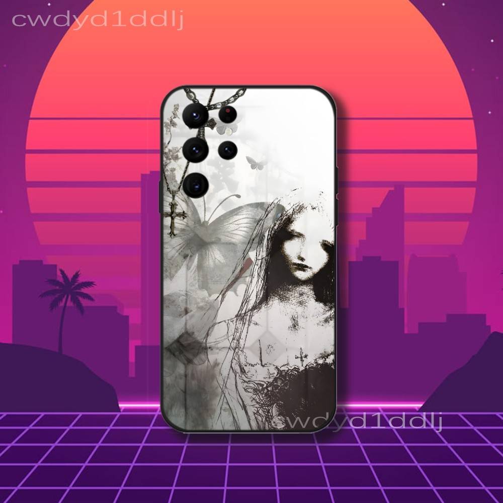 G-Gothic Cyber Sigil Cybersigilism Phone Case For Samsung S10,S21,FE,S21 ,S26,S25,S24,S23,Ultra,S9,S22,Plus Black Shockproof