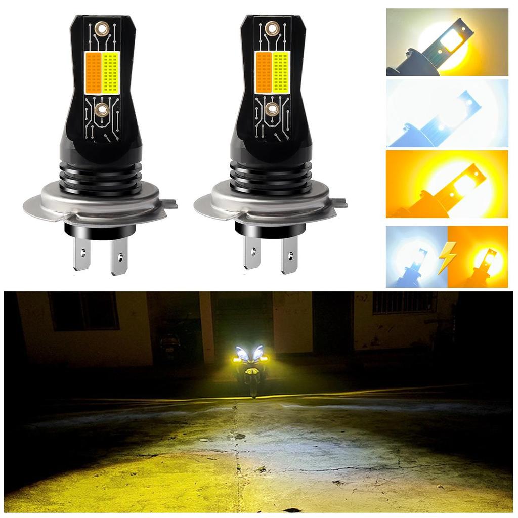 Car LED Headlights Direct Plug-In Integrated H7 White Yellow Strobe Fog Lights Motorcycle Equipment Accessories
