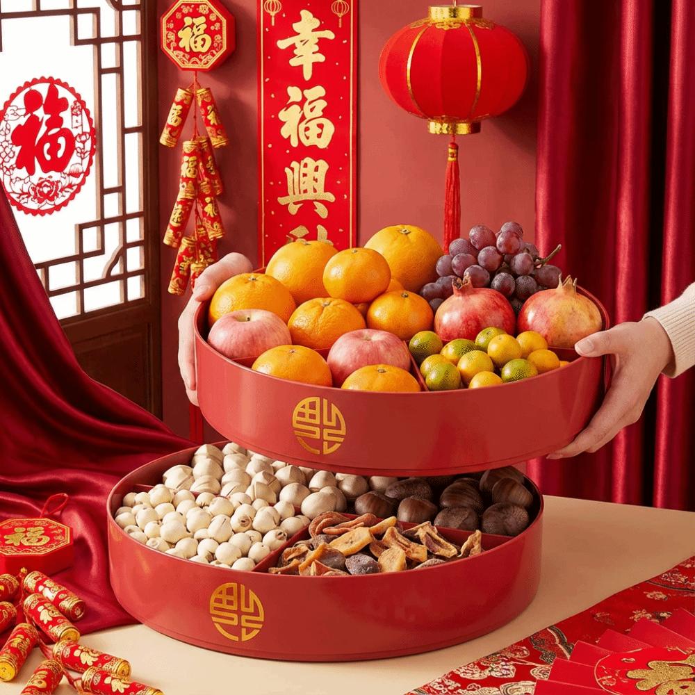 2 Layers Nut Serving Tray 8-Compartment Biscuit Fruit Plate Multi-functional Candy Box  Party