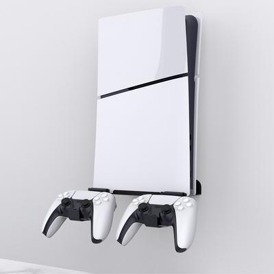 Настенный держатель-консоль для PS5 Slim с креплениями для 2 контроллеров, вертикальный держатель-кронштейн для PlayStation5 Slim