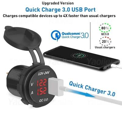 12 В быстрая зарядка 3.0 USB автомобильное зарядное гнездо автомобильный вольтметр амперметр мониторинг розетка адаптер для автомобиля морской мотоцикл квадроцикл
