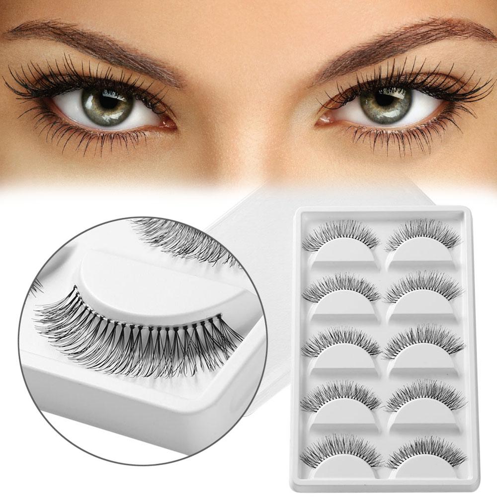 5 Pairs Makeup Natural Cross Black Handmade False Eyelashes Eye Lashes Extension