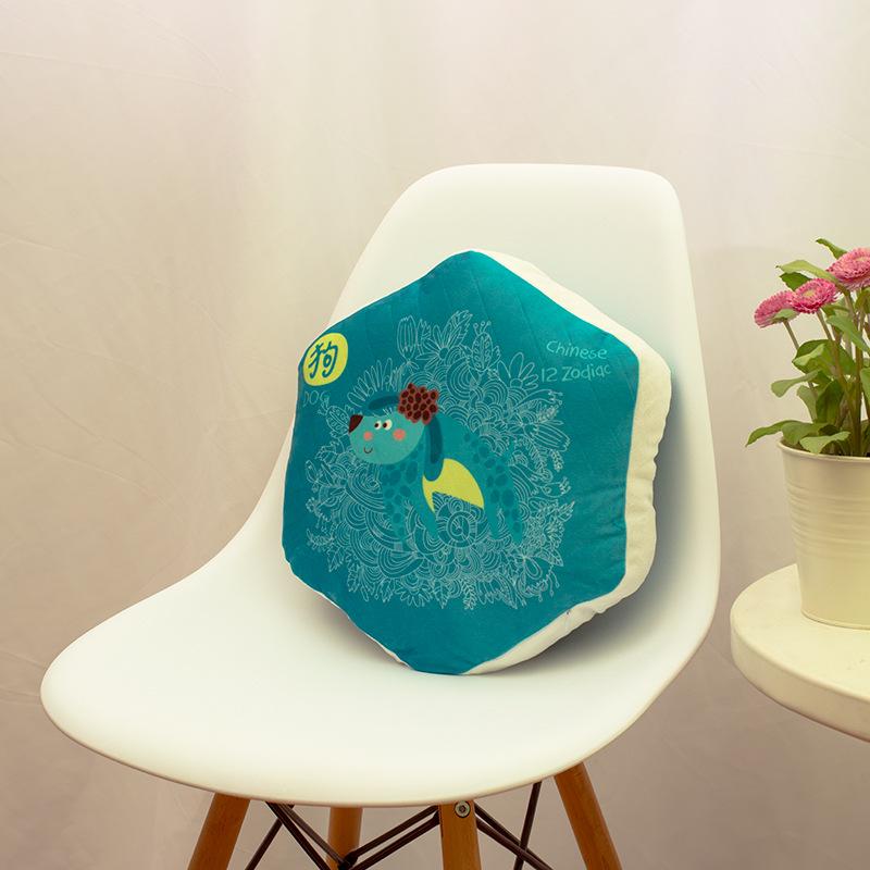 Шестиугольная подушка Двенадцать знаков зодиака Подушка-сердечник Мультяшная Кристальная Супермягкая Тканевая Подушка Домашняя Прикроватная Спинка