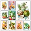 Tropical Drink Coconut Infusion Watercolor Posters Refreshing Ice Prints Canvas Painting Wall Art Picture Home Living Room Decor