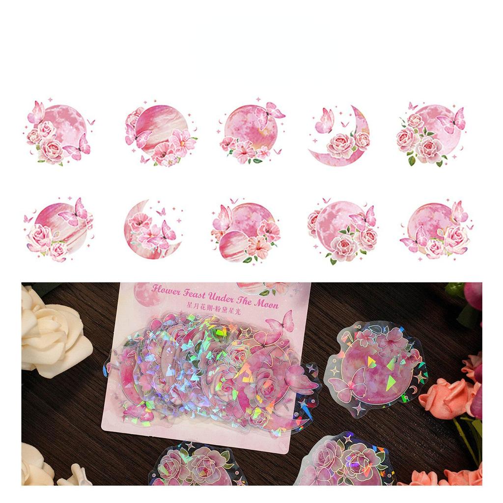 20 шт., лазерная звезда, луна, цветок, серия стикеров, сделай сам, искусство, скрапбукинг, креативный материал, этикетка, дневник, телефон, декоративные наклейки для журналов