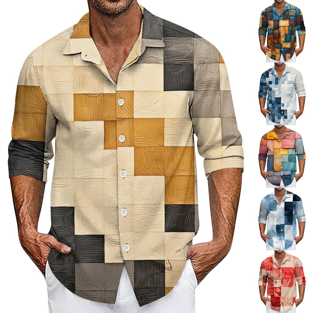 Мужская летняя новая свободная рубашка с длинным рукавом с принтом, кардиган, пляжная рубашка