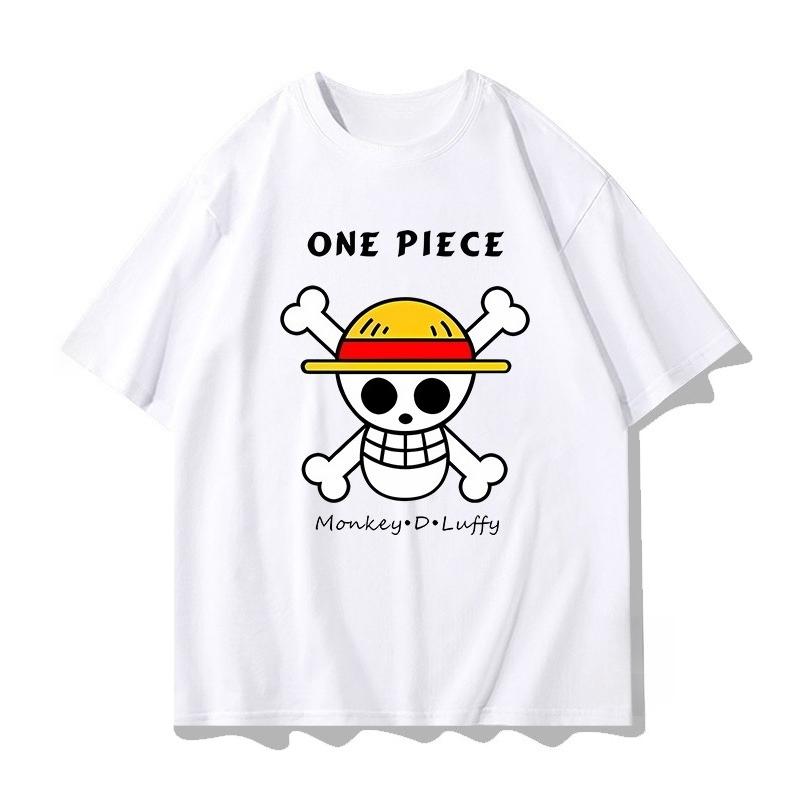 ONE PIECE Аниме Пиратские Шорты с Коротким Рукавом Мужская Летняя Футболка Луффи Зоро Меи Детская Одежда Французский Модный Бренд
