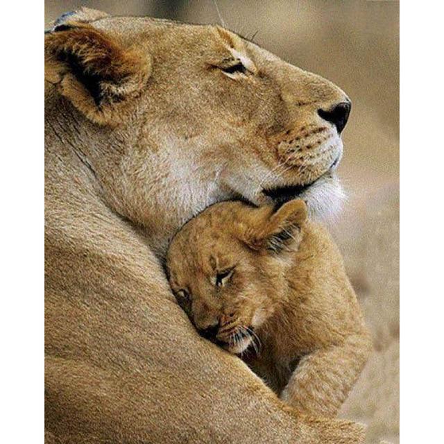 5D Алмазная картина Лев Мать и сын Набор для вышивки крестом Ручная алмазная вышивка Горный хрусталь