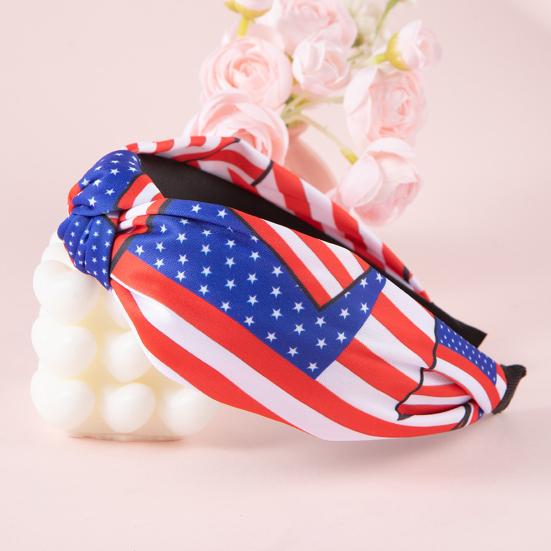 Повязка на голову с американским флагом для женщин и девочек, красная, белая, синяя, эластичная, с противоскользящим узлом, с дизайном, головной убор патриотический 4-й
