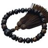 Men's Buddhist Prayer Beads, Kyoto Style, Matte Striped Ebony with Silk Tassel, Suitable for All Sects, Ideal for Informal Funerals, Buddhist Altars,