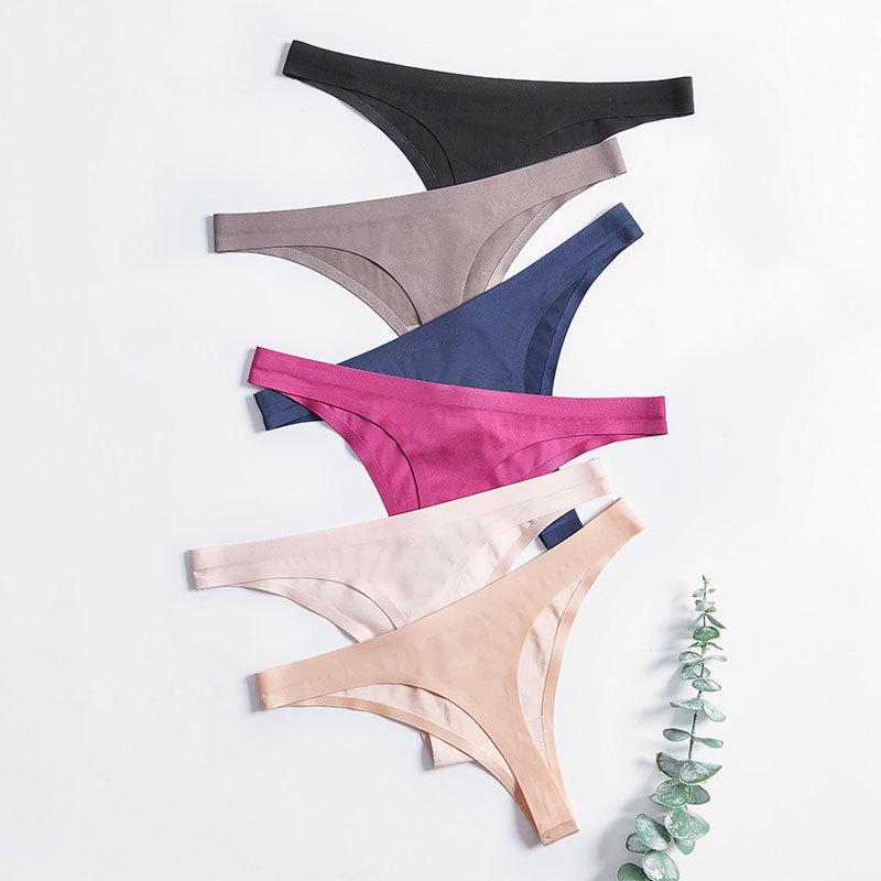 Sexy Thongs Ice Silk One-piece Pantys Seamless Panties Low Waist Lingerie Women's Underwear Female T-panty