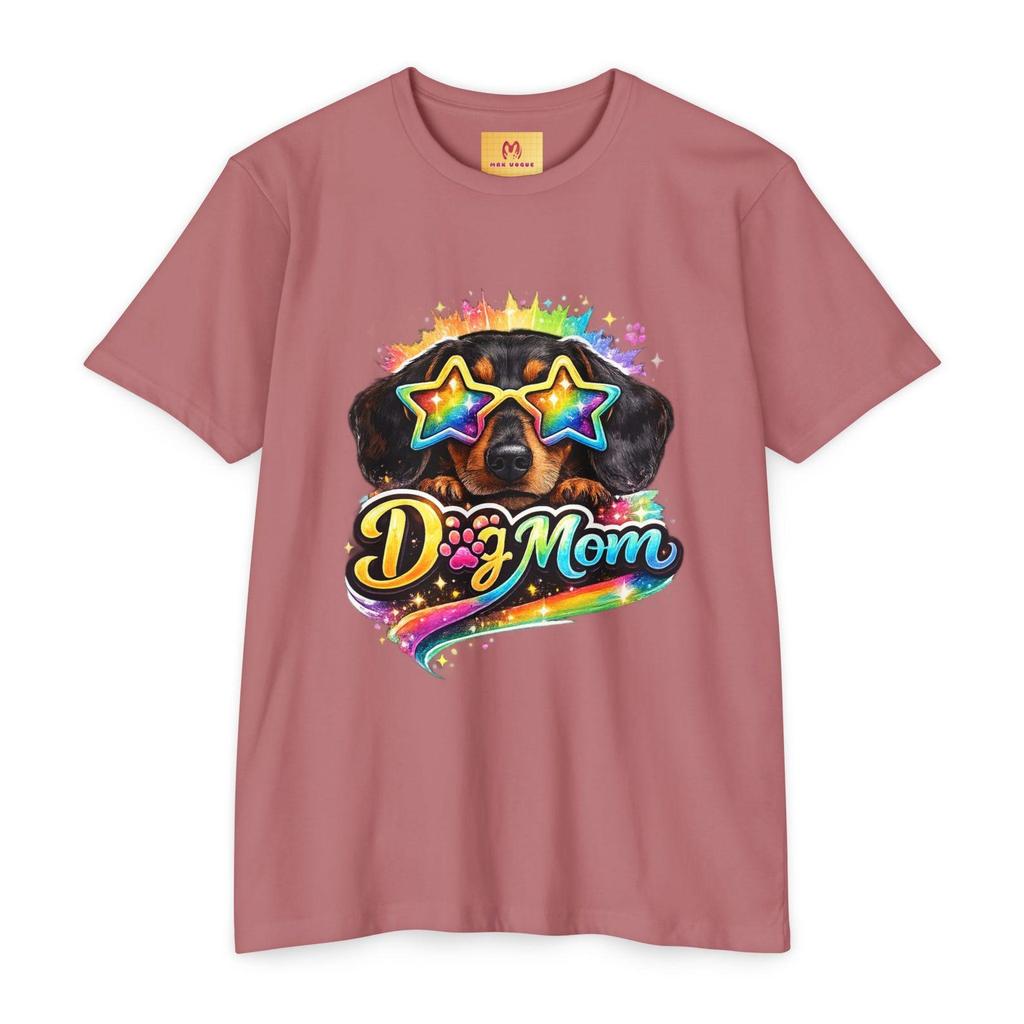 Dachshund Dog Mom T-and kids tshirt | Colorful Star Sunglasses Sausage Dog Design