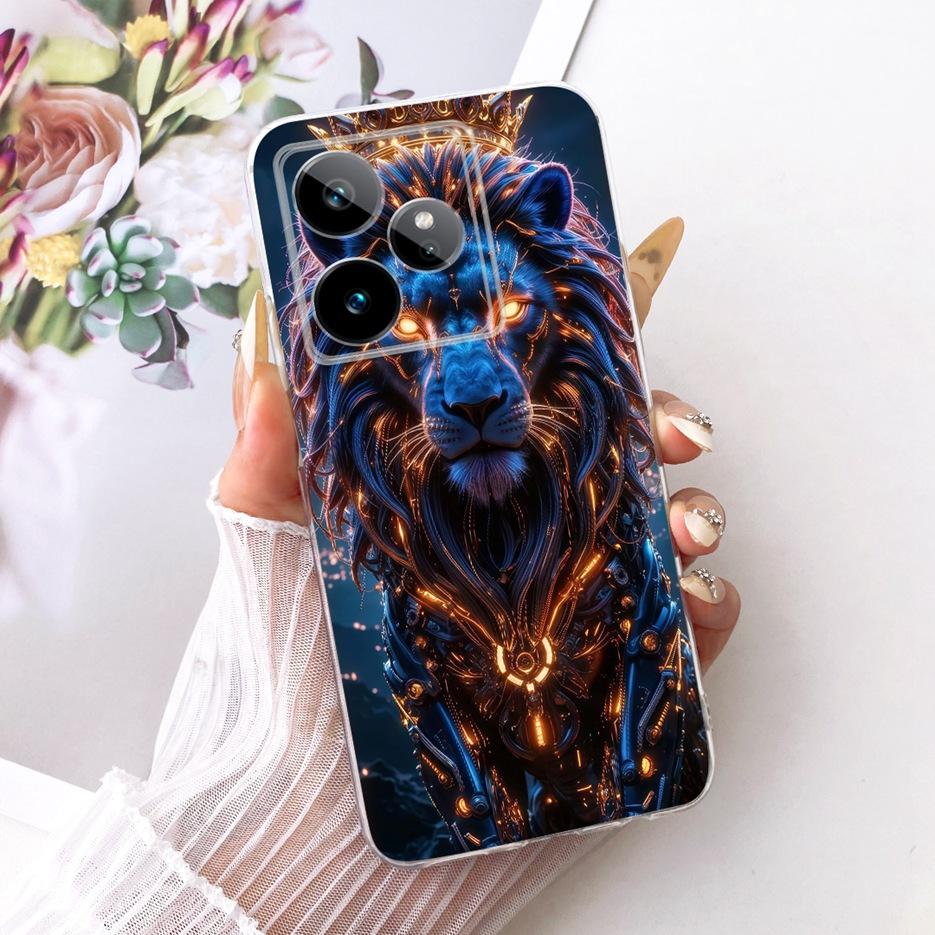 Чехол для Realme GT 7 GT7 T 5G RMX5061 Милый Лев Модный Расписной Чехол Мягкий Силиконовый Чехол для Телефона для Realme GT 7 Pro GT7T 5G