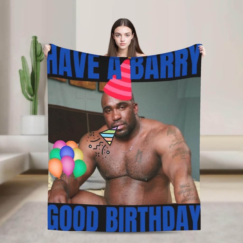 Funny Barry Wood Meme Christmas Blanket Multiple Sizes Warm Cozy Fluffy Throw Blankets for Couch Sofa and Bed
