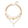 3 Layers Shell Pendant Necklace Bohemian Clavicle Chain Vintage Sweater Chain  Beach