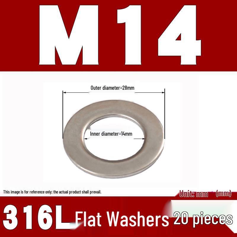Плоская шайба/прокладка из нержавеющей стали 316 для размеров M4-M30