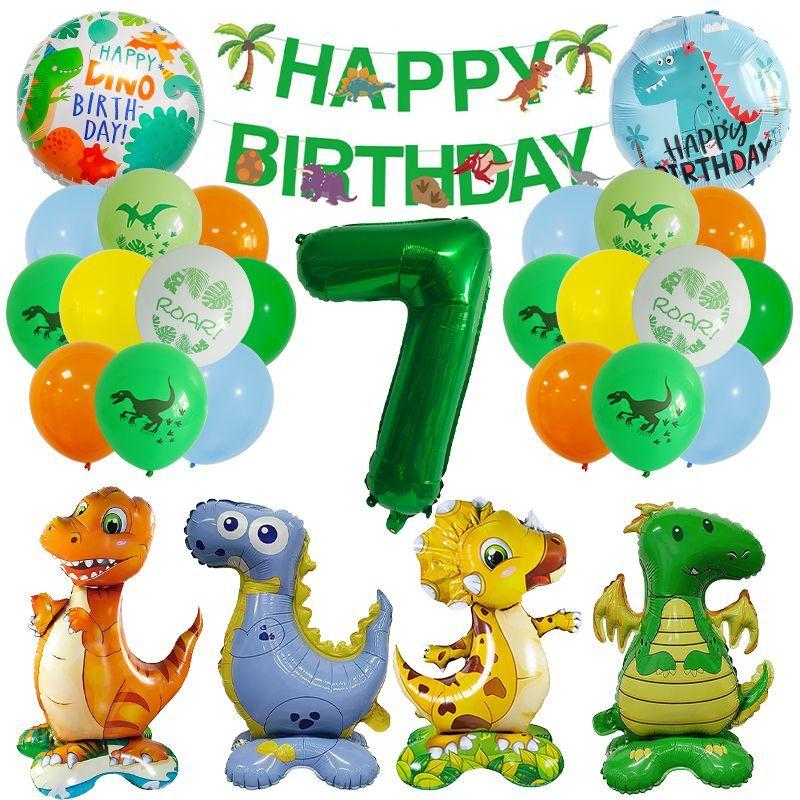 Dinosaur-themed Banner Birthday Party Decoration for Children's Birthday Party - Digital Balloon Decoration