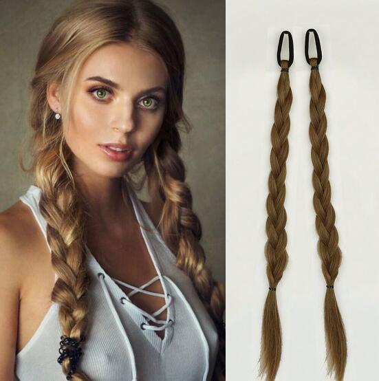 Длинный плетеный хвост с эластичными завязками для волос, синтетические наращивание волос для ежедневного использования, аксессуары для волос для вечеринок