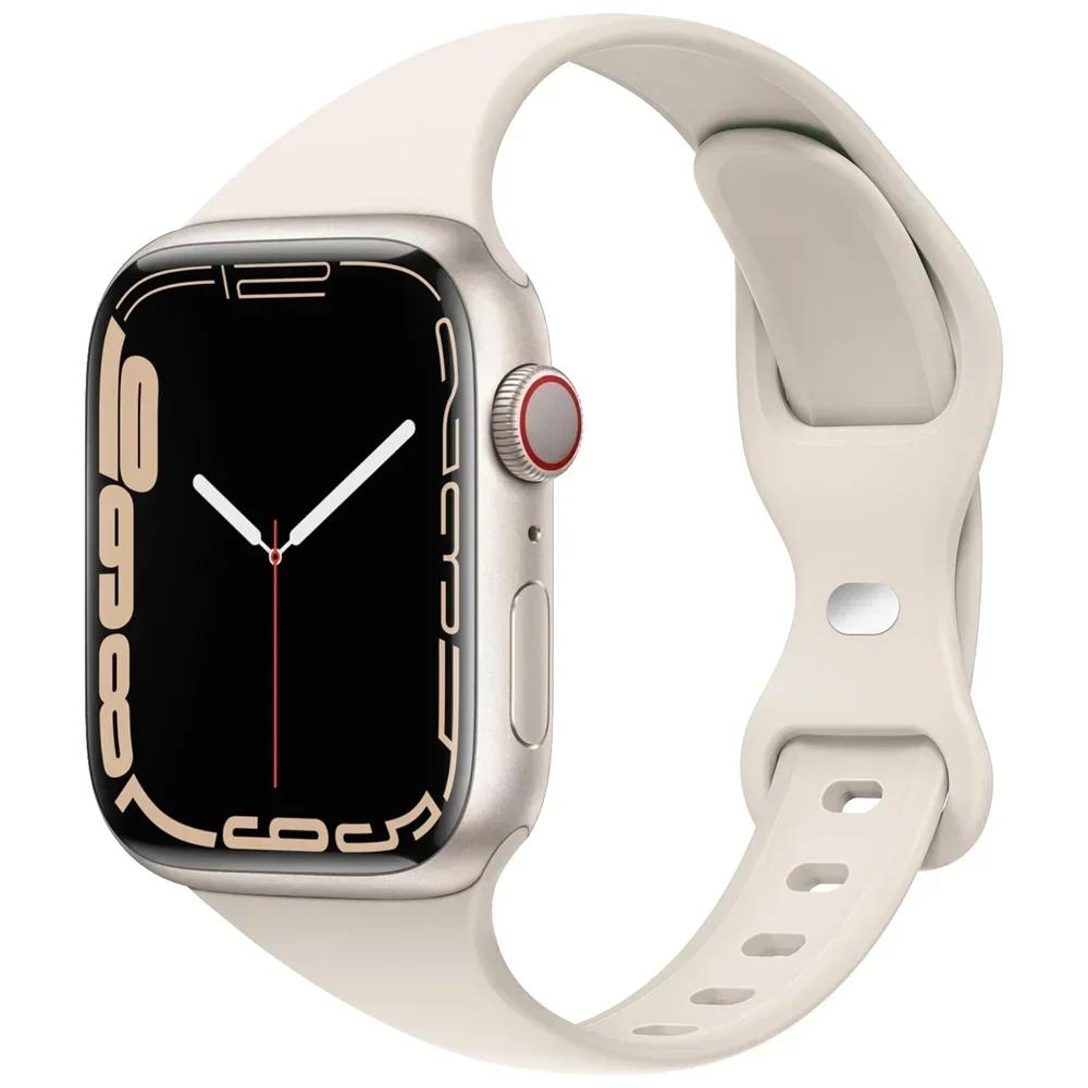 Тонкий силиконовый ремешок для Apple Watch 11 10 46 мм Ultra 3-2 49 мм серии 9-8-7 41 мм 45 мм 44 мм спортивный браслет iWatch 4 6 5 SE 3 ремешок
