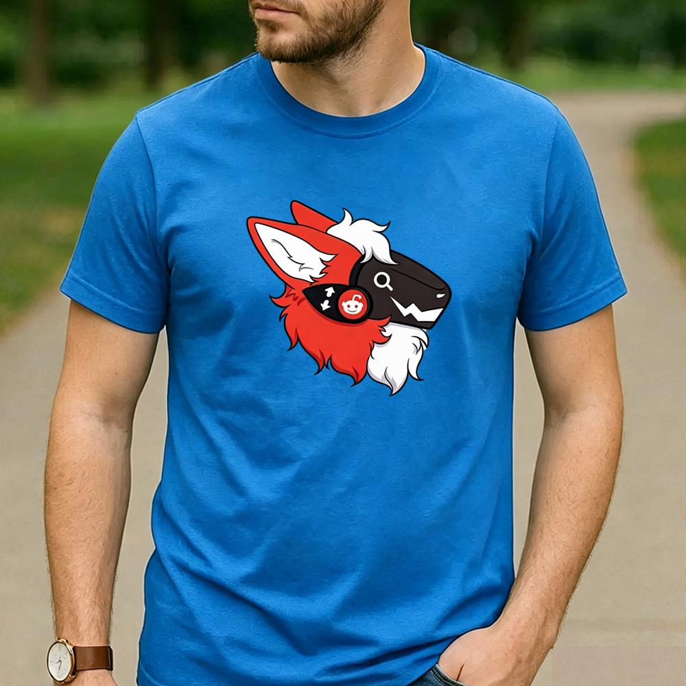 Reddit Логотип Красный Мех Протоген Лиса Графическая Футболка Унисекс Круглый Вырез Короткий Рукав Меховой Фан Праздничный Подарок Футболка