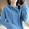 Осень Зима Женский Теплый Свитер Пуловер с Капюшоном Воротник Пальто Повседневный Вязаный Утепленный Жакет Топы Свитер