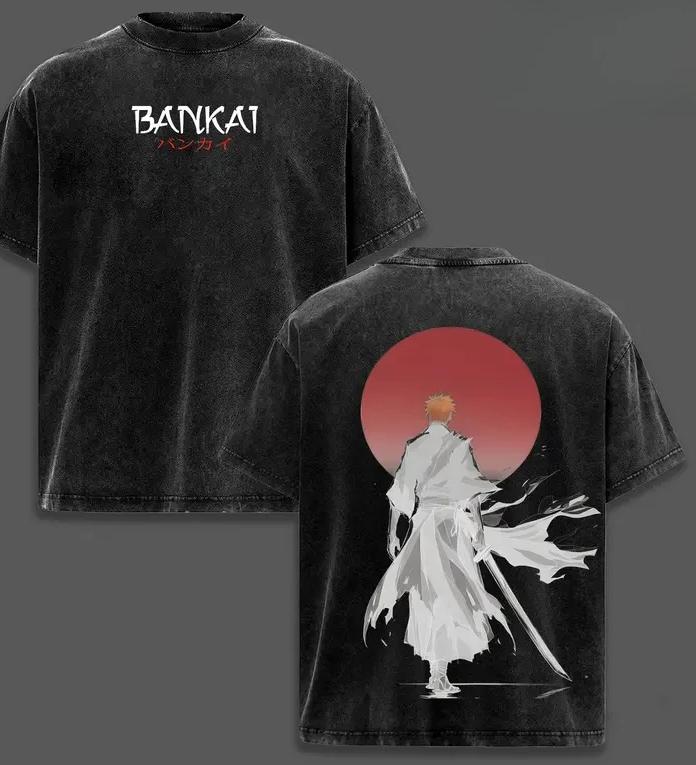 Unisex New Model Washed T-shirt BLEACH Anime Lover Year Round Clothing Personality Clothes Oversized High Quality Hot Product