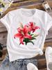 (Asian Size) Sweet 90s Cute Clothing Casual Flower Fashion Short Sleeve T Shirt Women Tee Top Print Lady Female Graphic T-shirt